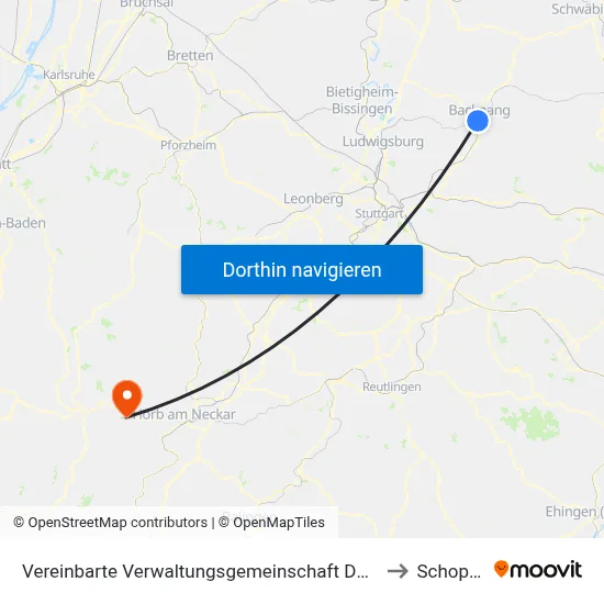Vereinbarte Verwaltungsgemeinschaft Der Stadt Backnang to Schopfloch map