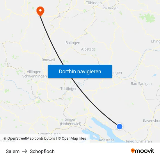 Salem to Schopfloch map