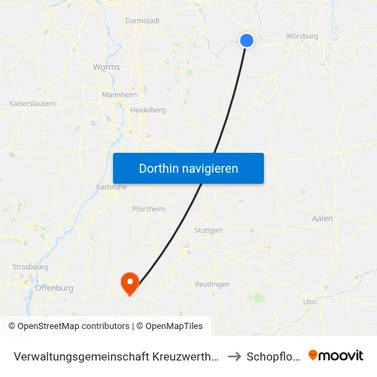 Verwaltungsgemeinschaft Kreuzwertheim to Schopfloch map
