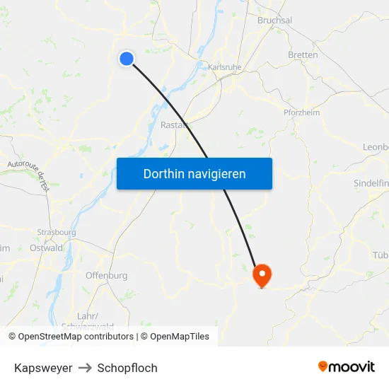 Kapsweyer to Schopfloch map