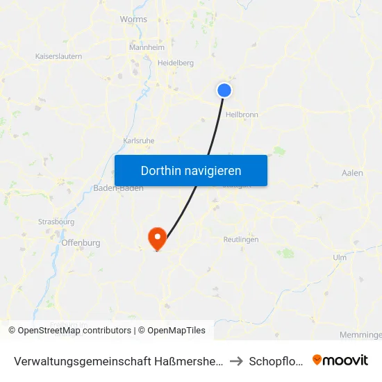 Verwaltungsgemeinschaft Haßmersheim to Schopfloch map