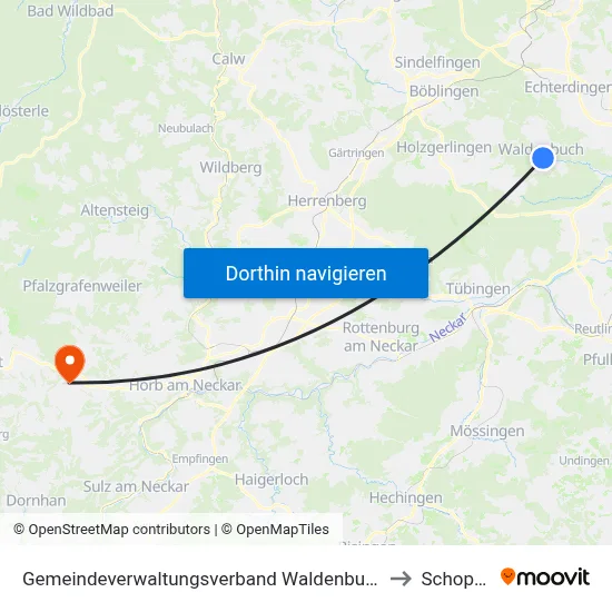 Gemeindeverwaltungsverband Waldenbuch/Steinenbronn to Schopfloch map