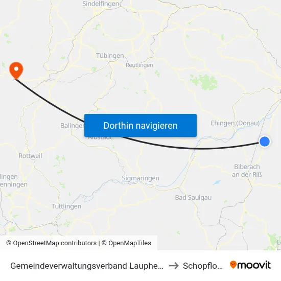 Gemeindeverwaltungsverband Laupheim to Schopfloch map