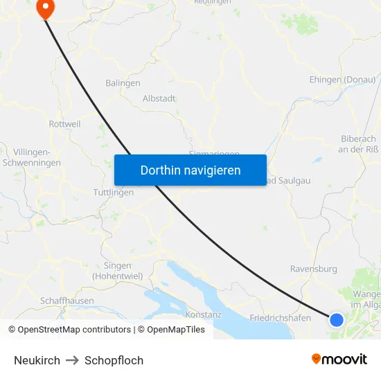 Neukirch to Schopfloch map