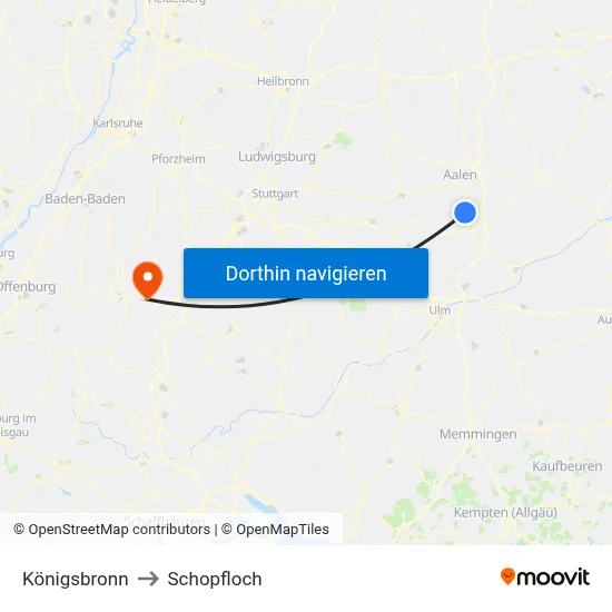 Königsbronn to Schopfloch map