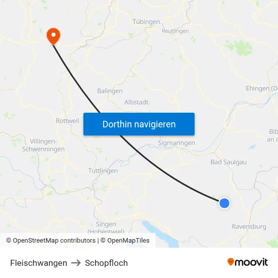 Fleischwangen to Schopfloch map