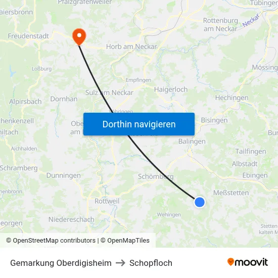 Gemarkung Oberdigisheim to Schopfloch map