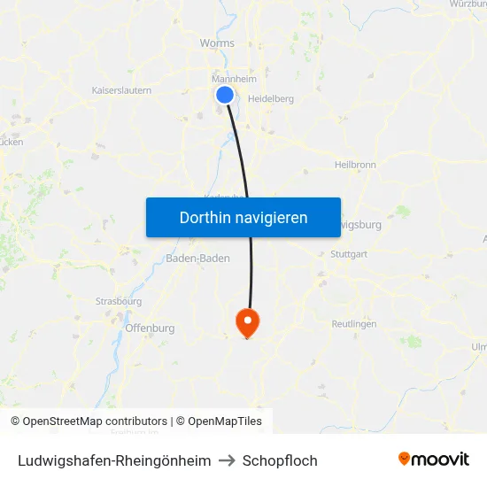 Ludwigshafen-Rheingönheim to Schopfloch map