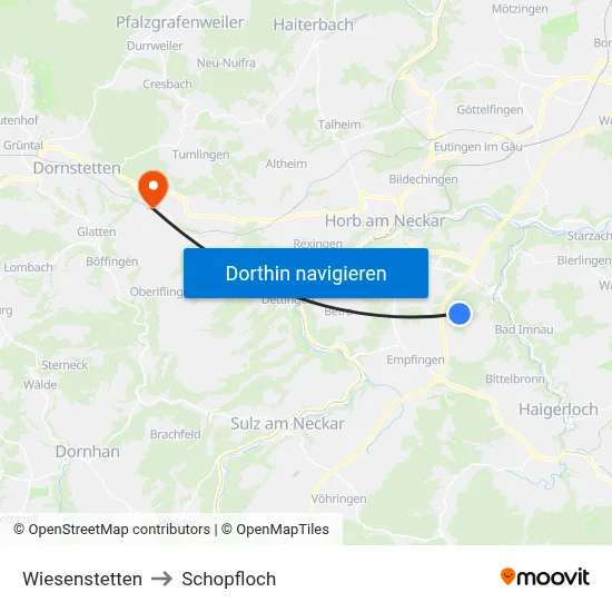 Wiesenstetten to Schopfloch map