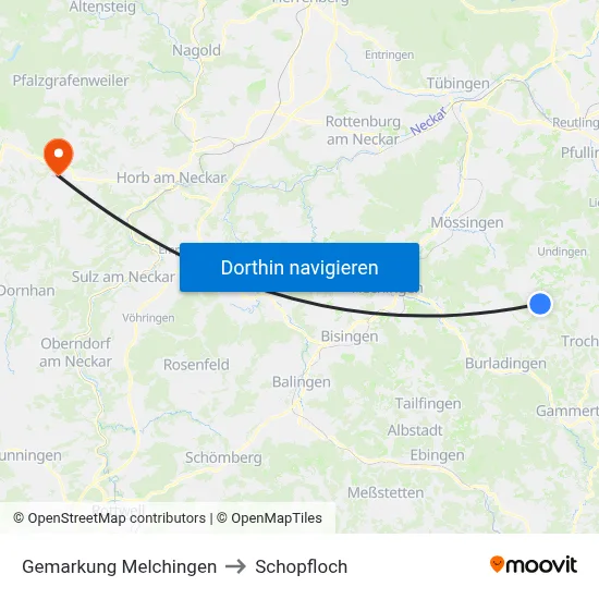 Gemarkung Melchingen to Schopfloch map