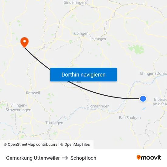 Gemarkung Uttenweiler to Schopfloch map
