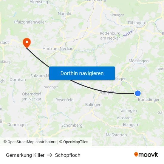 Gemarkung Killer to Schopfloch map