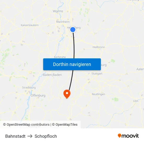Bahnstadt to Schopfloch map