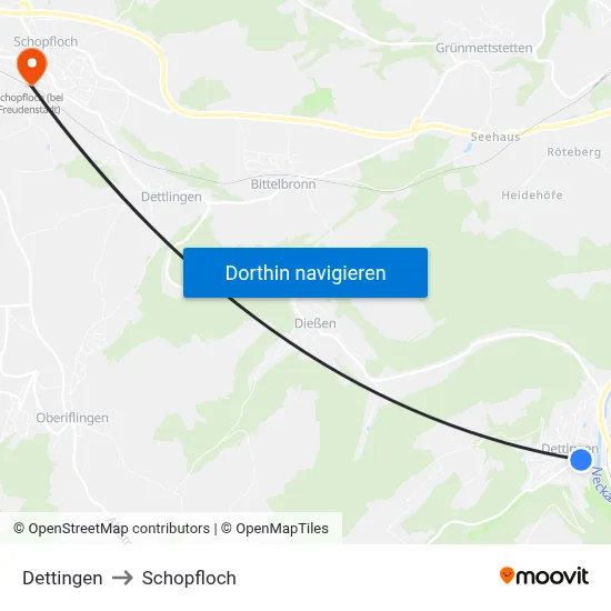 Dettingen to Schopfloch map