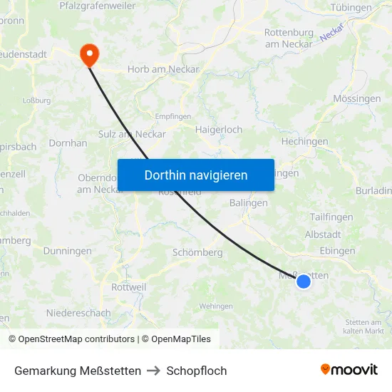 Gemarkung Meßstetten to Schopfloch map