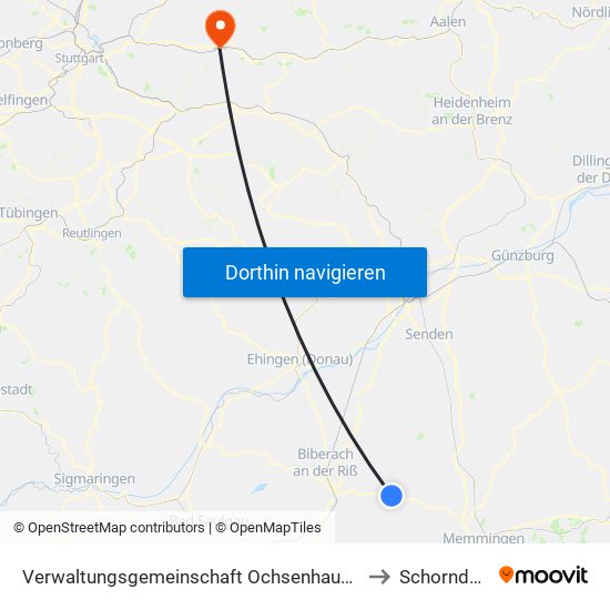 Verwaltungsgemeinschaft Ochsenhausen to Schorndorf map