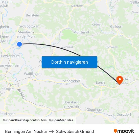 Benningen Am Neckar to Schwäbisch Gmünd map