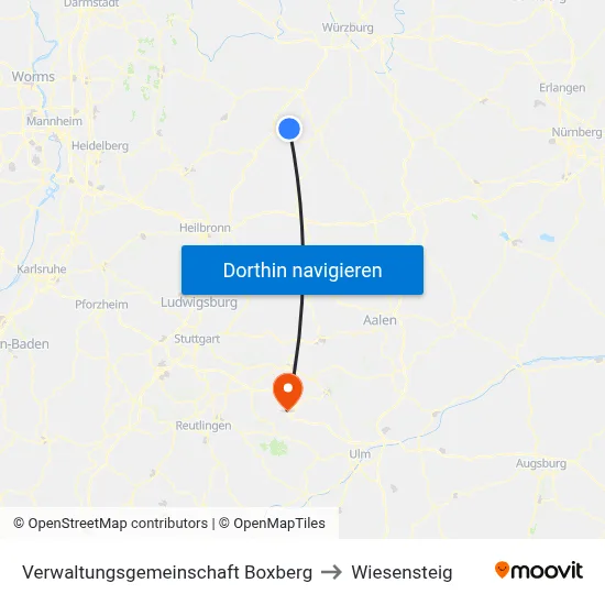 Verwaltungsgemeinschaft Boxberg to Wiesensteig map