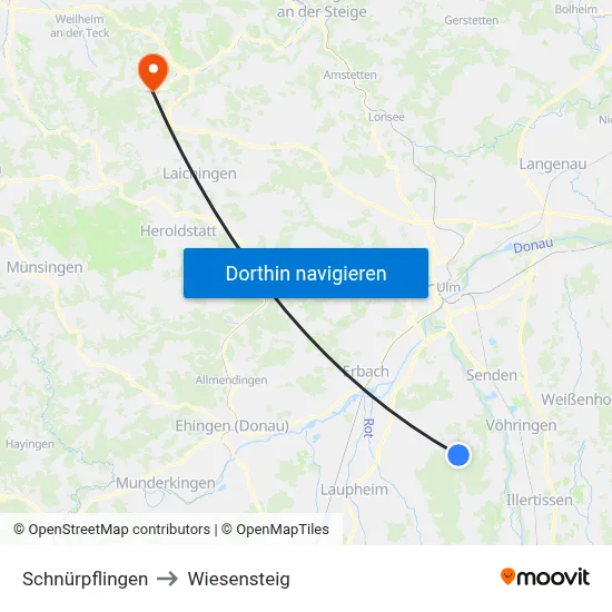 Schnürpflingen to Wiesensteig map