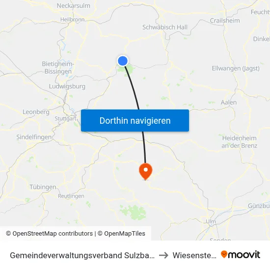 Gemeindeverwaltungsverband Sulzbach to Wiesensteig map