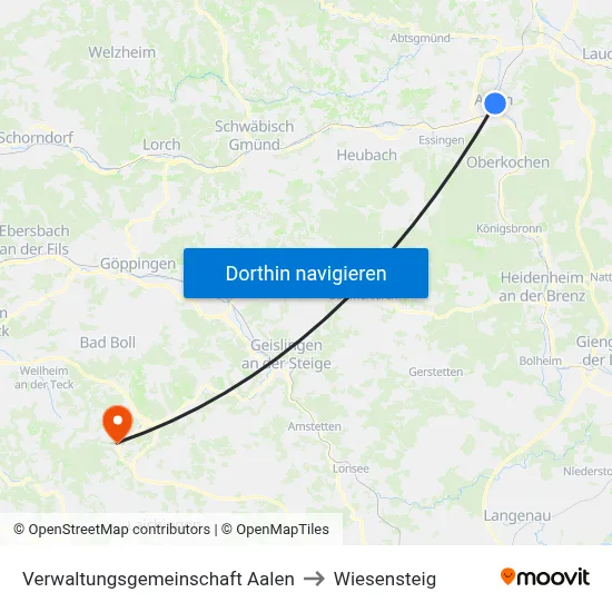 Verwaltungsgemeinschaft Aalen to Wiesensteig map