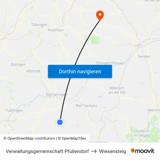 Verwaltungsgemeinschaft Pfullendorf to Wiesensteig map