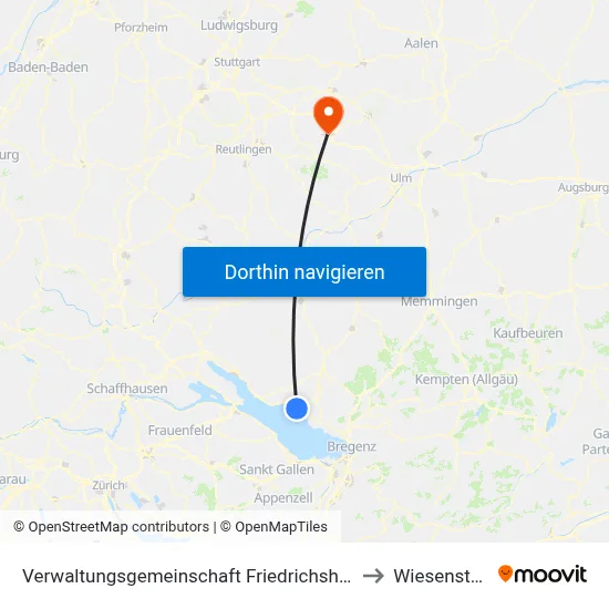 Verwaltungsgemeinschaft Friedrichshafen to Wiesensteig map