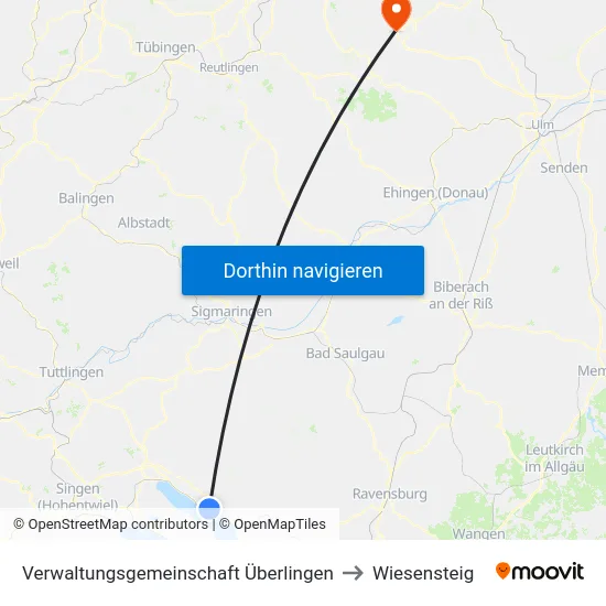 Verwaltungsgemeinschaft Überlingen to Wiesensteig map
