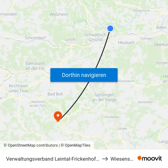 Verwaltungsverband Leintal-Frickenhofer Höhe to Wiesensteig map
