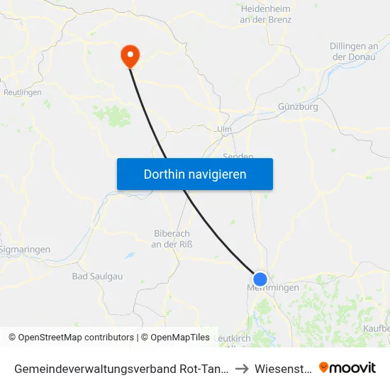 Gemeindeverwaltungsverband Rot-Tannheim to Wiesensteig map