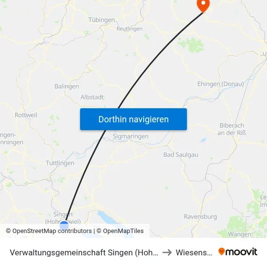 Verwaltungsgemeinschaft Singen (Hohentwiel) to Wiesensteig map
