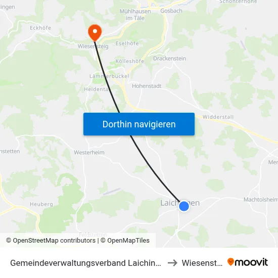 Gemeindeverwaltungsverband Laichinger Alb to Wiesensteig map