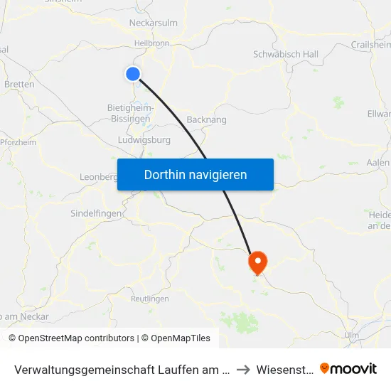 Verwaltungsgemeinschaft Lauffen am Neckar to Wiesensteig map