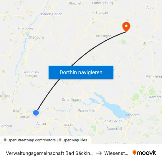 Verwaltungsgemeinschaft Bad Säckingen to Wiesensteig map