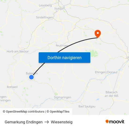 Gemarkung Endingen to Wiesensteig map