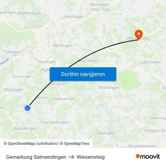 Gemarkung Salmendingen to Wiesensteig map