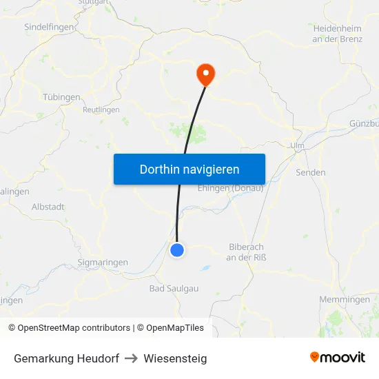 Gemarkung Heudorf to Wiesensteig map