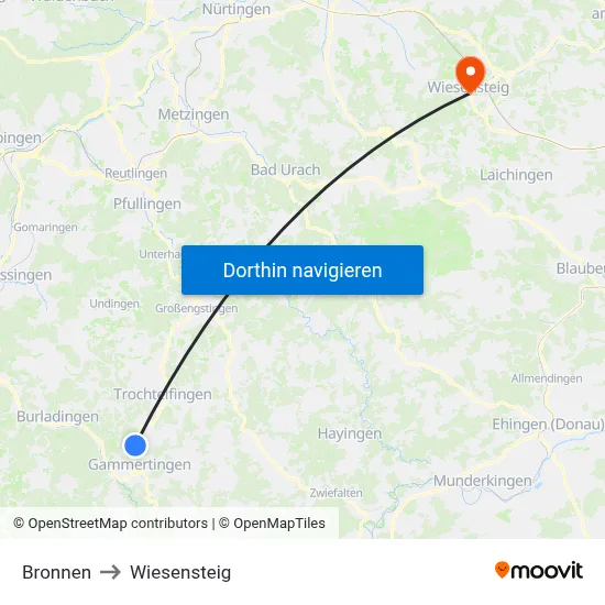 Bronnen to Wiesensteig map