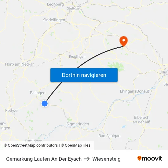 Gemarkung Laufen An Der Eyach to Wiesensteig map