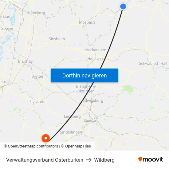 Verwaltungsverband Osterburken to Wildberg map