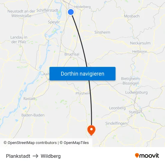 Plankstadt to Wildberg map