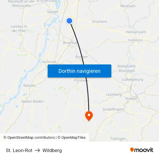 St. Leon-Rot to Wildberg map