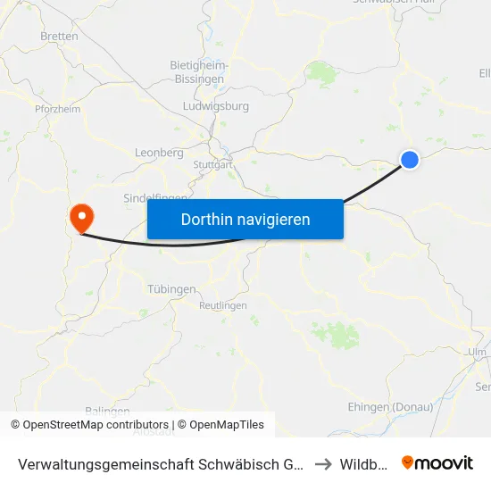 Verwaltungsgemeinschaft Schwäbisch Gmünd to Wildberg map