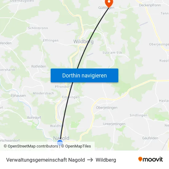 Verwaltungsgemeinschaft Nagold to Wildberg map