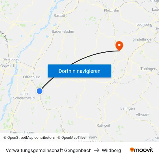 Verwaltungsgemeinschaft Gengenbach to Wildberg map