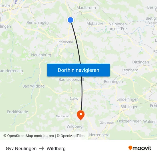 Gvv Neulingen to Wildberg map