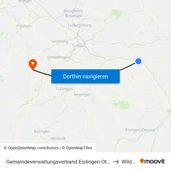Gemeindeverwaltungsverband Eislingen-Ottenbach-Salach to Wildberg map