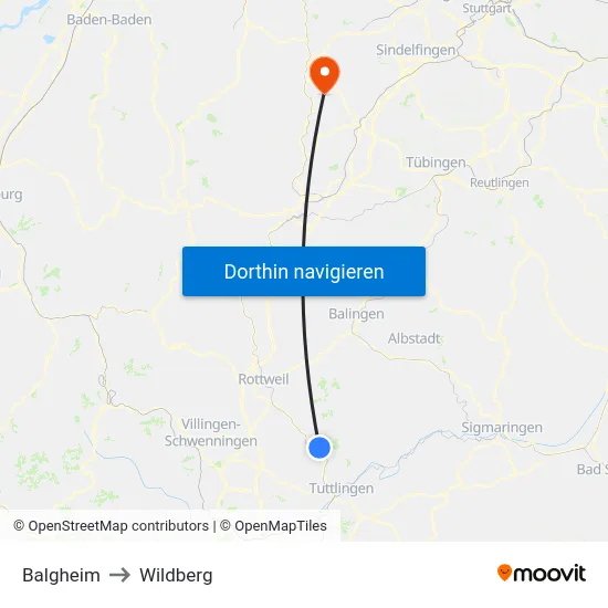 Balgheim to Wildberg map