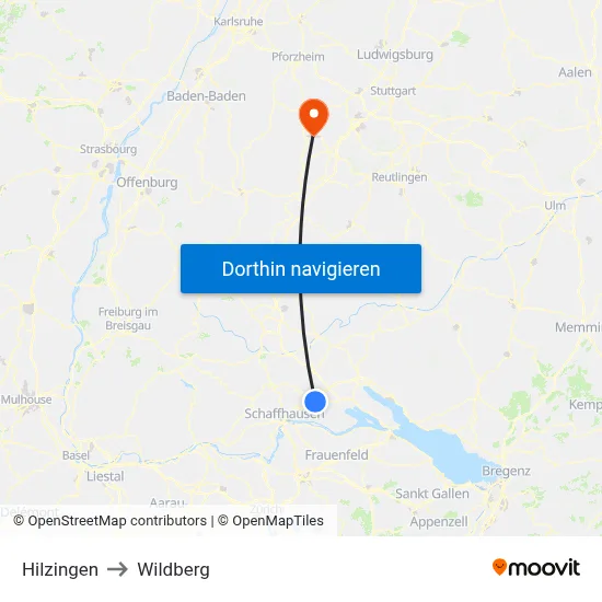 Hilzingen to Wildberg map