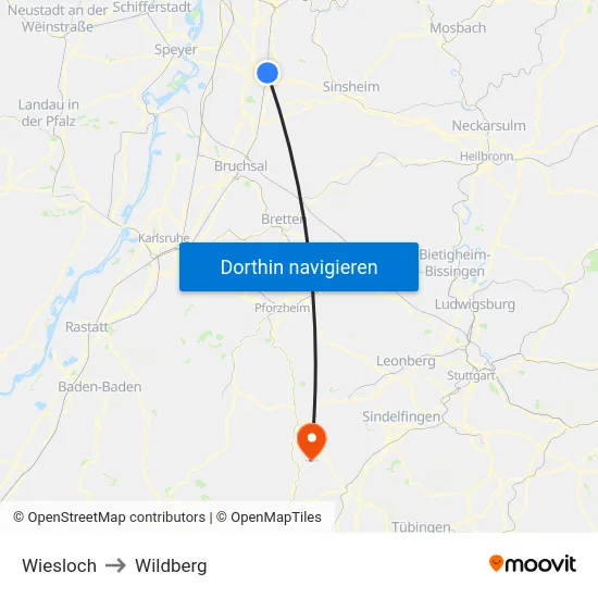 Wiesloch to Wildberg map